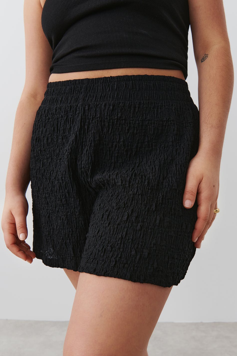 Structured jersey shorts - Tapioca