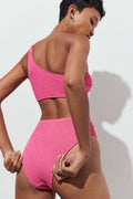 Shirred highwaist bikini brief - Azalea pink