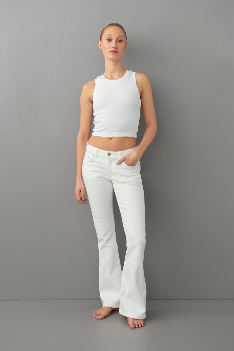 low waist bootcut jeans - Ocean blue