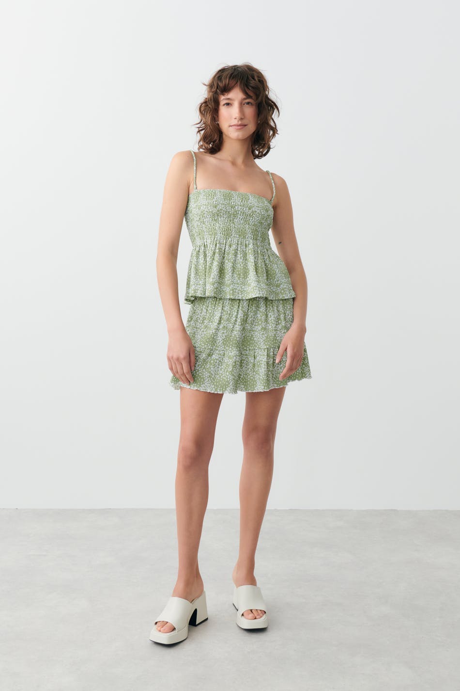 Short smock skirt - Flower aop