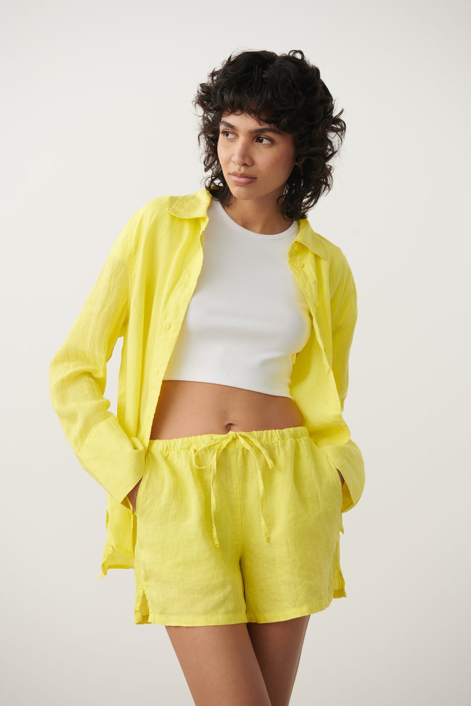 Disa linen shorts - Lemon sour