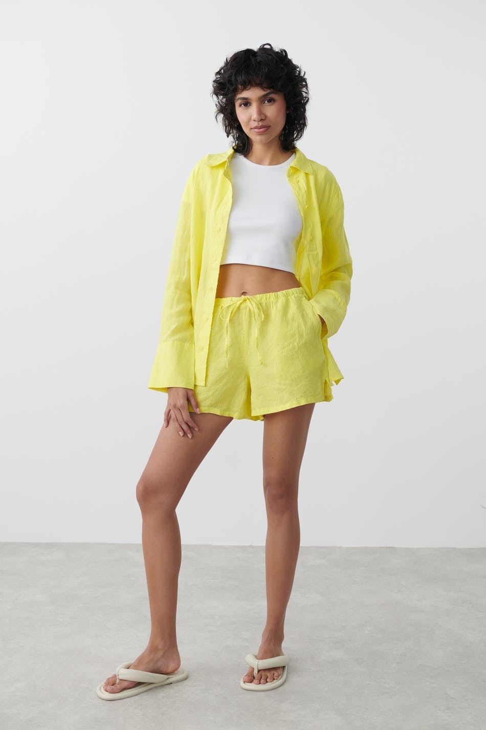 Disa linen shorts - Lemon sour