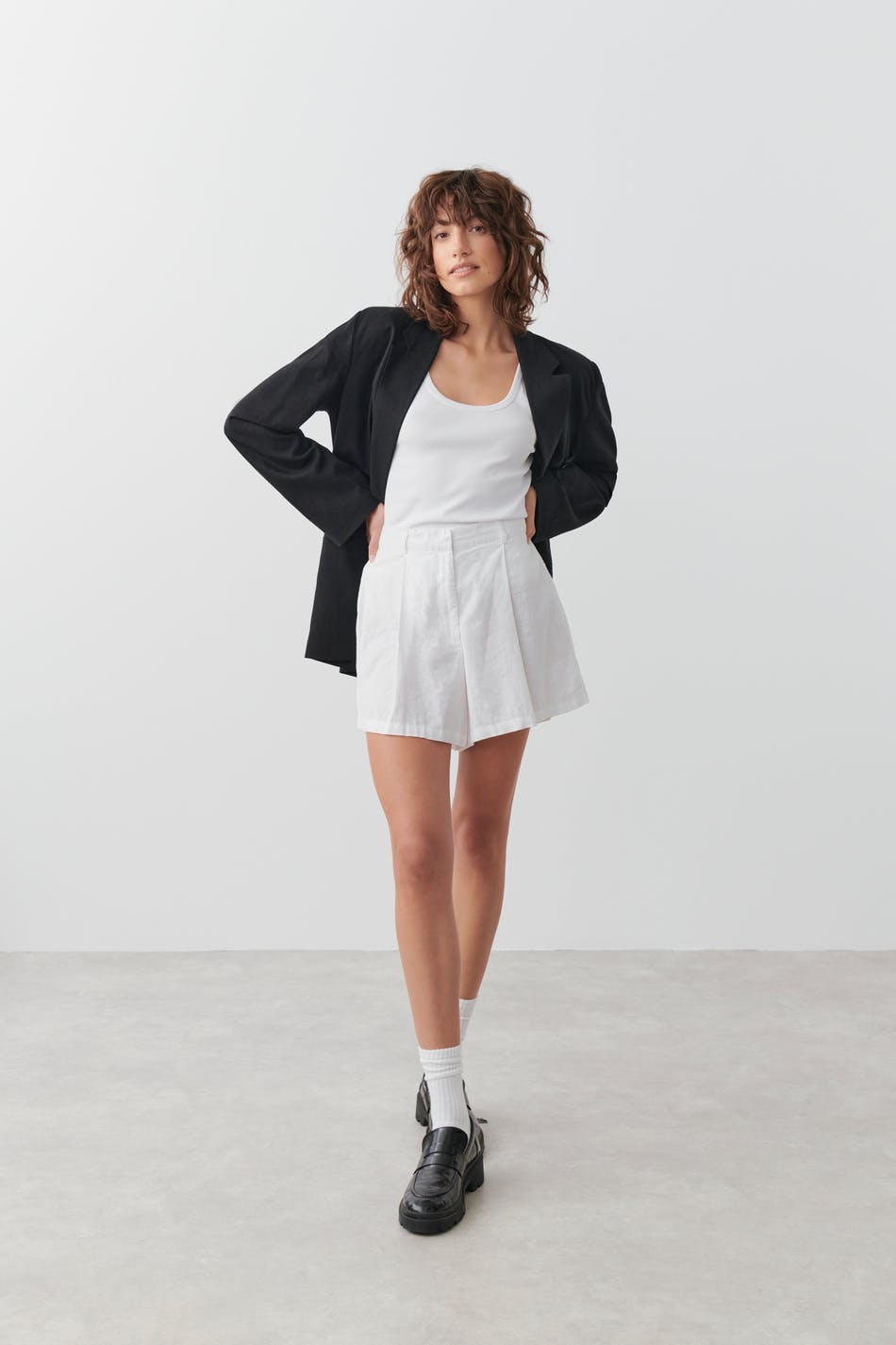 Sonja linen blend shorts - Blanc