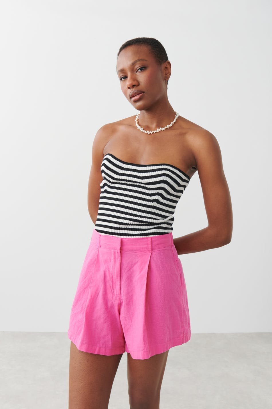 Sonja linen blend shorts - Blanc
