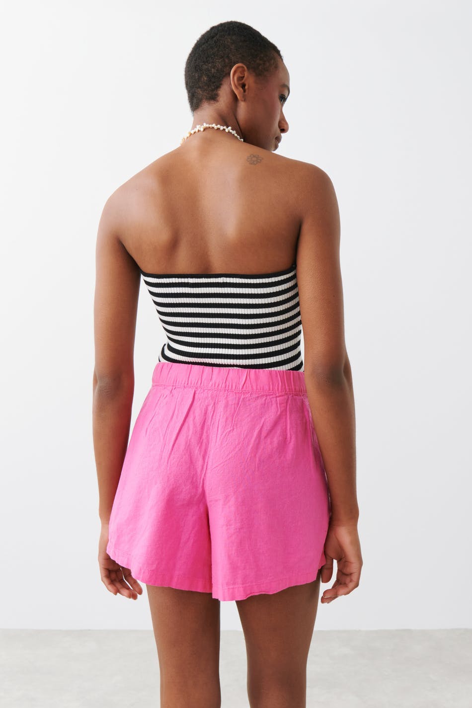 Sonja linen blend shorts - Carmone rose