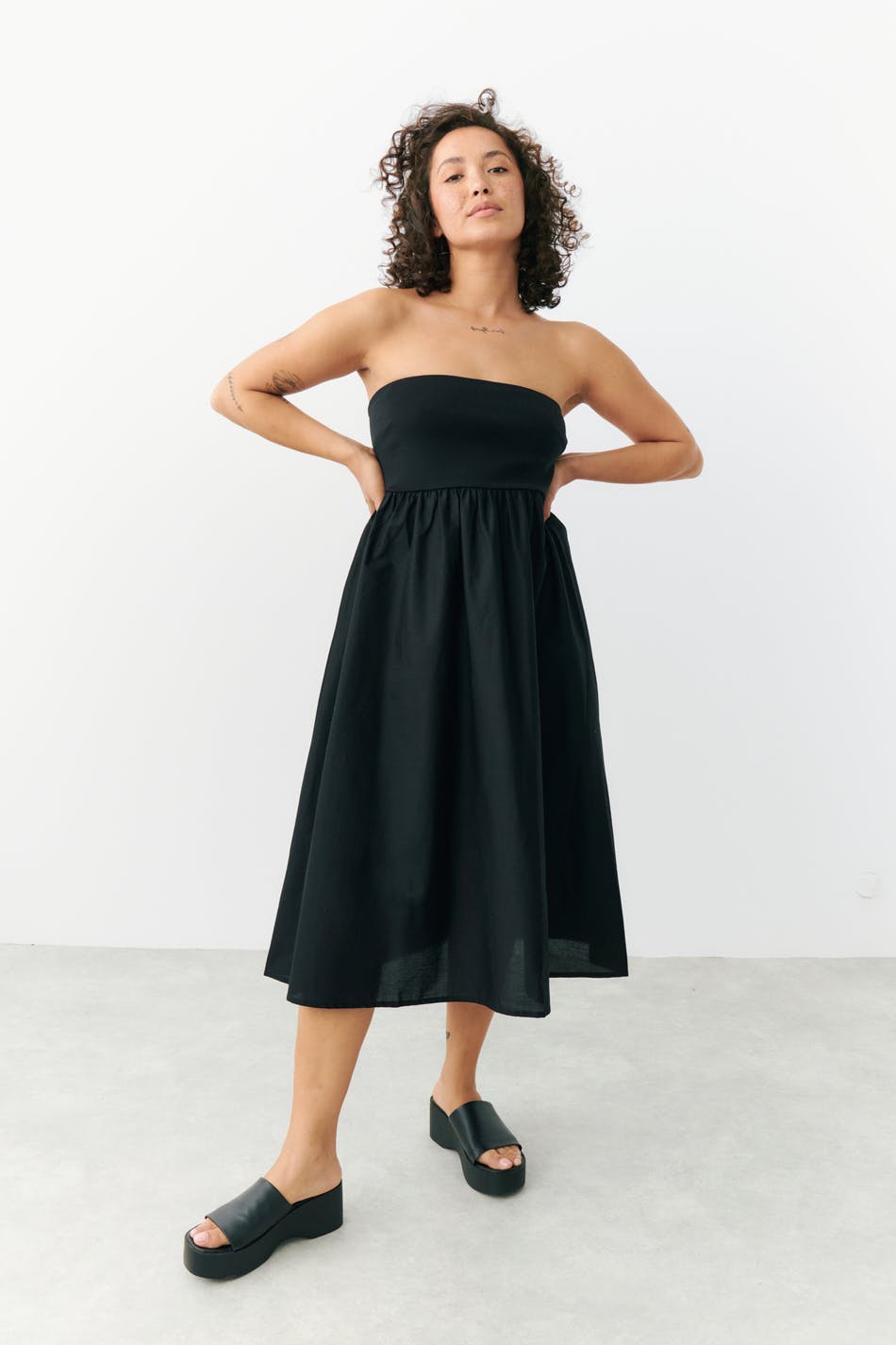 Bandeau midi dress - Noir