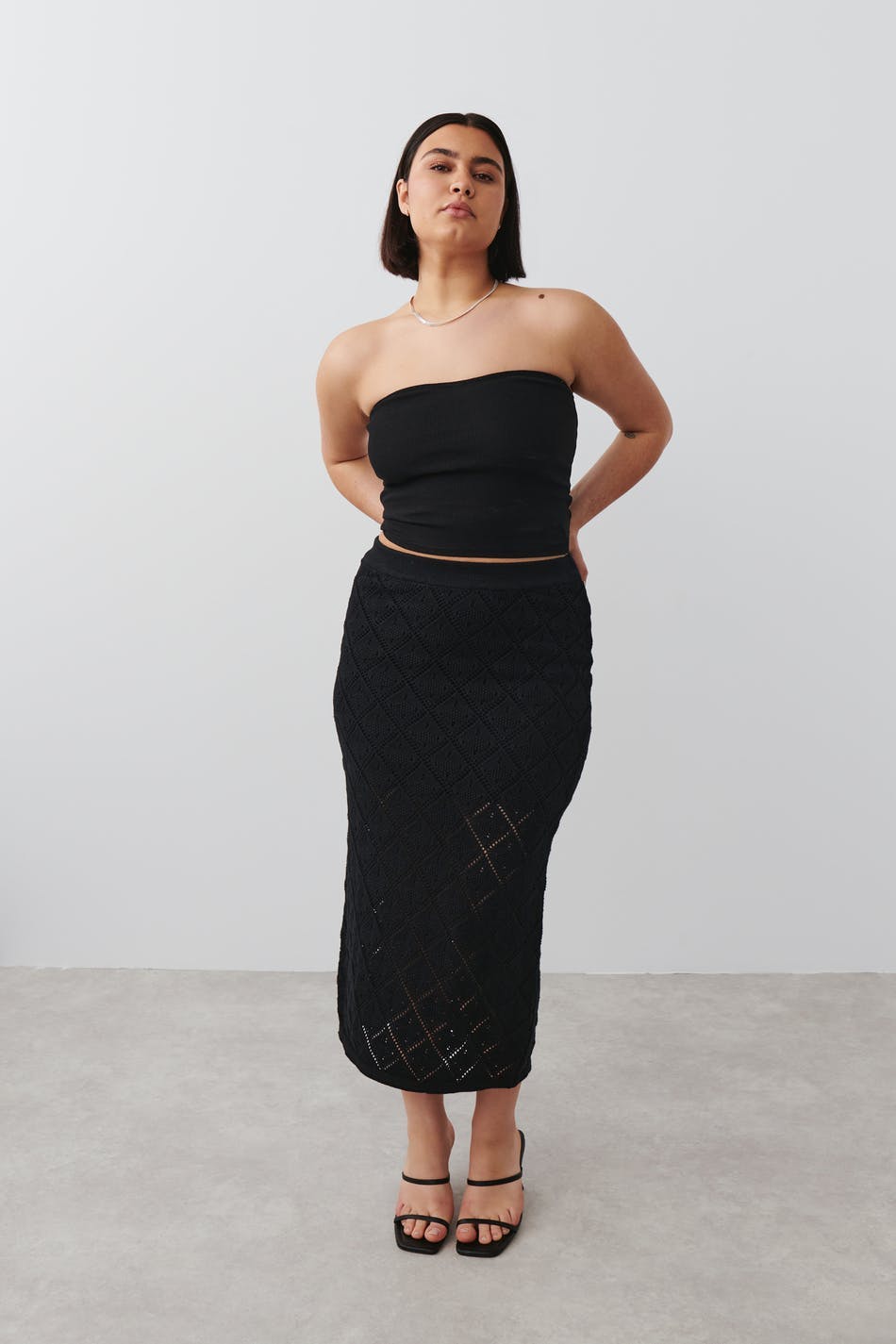 crochet skirt - Noir