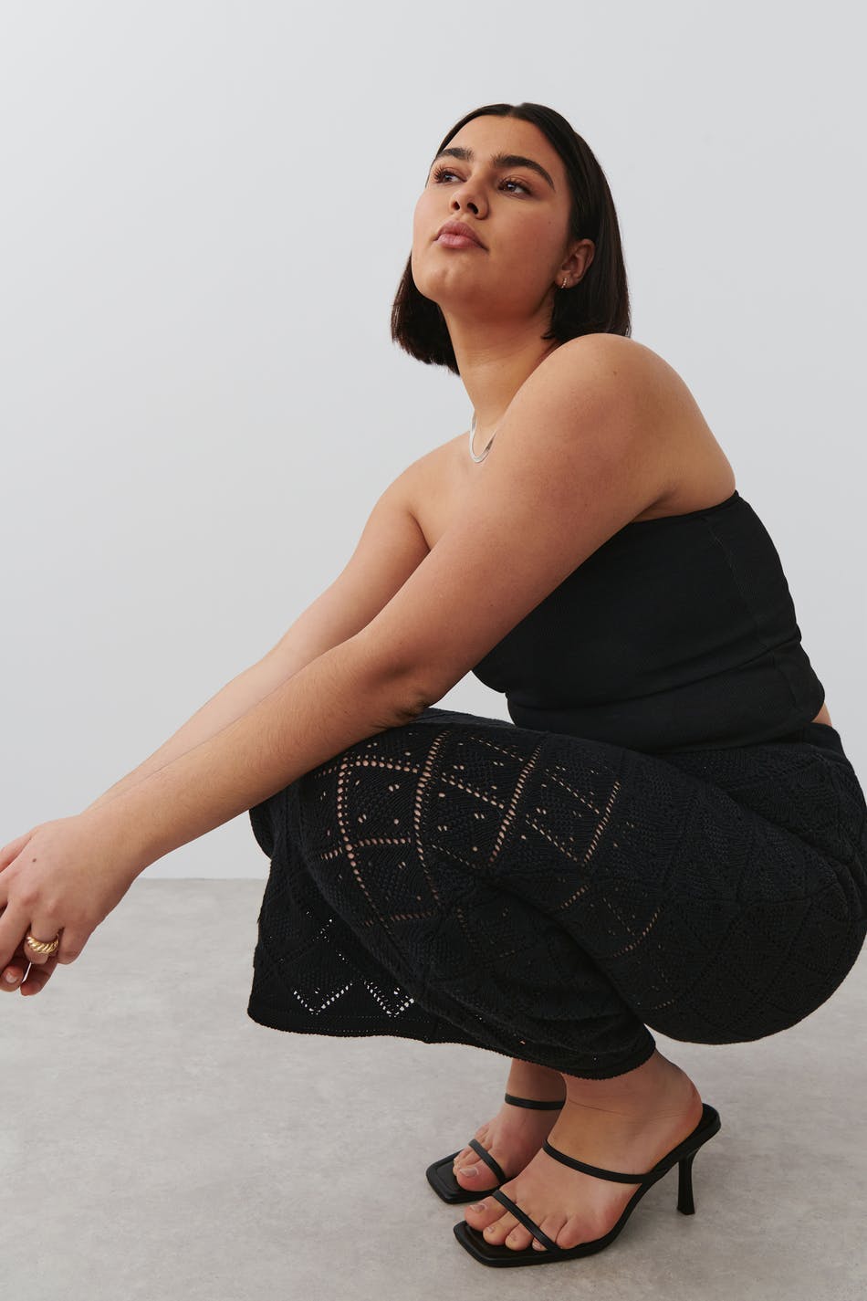 crochet skirt - Noir