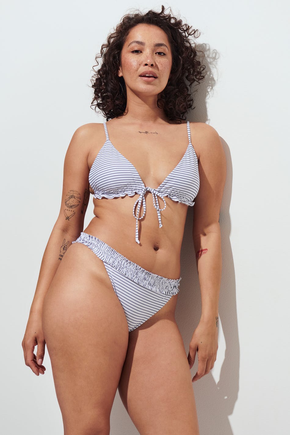 Smock bikini brief - White/stripe