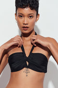 Crossed halterneck bikini top - Noir