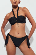 Crossed halterneck bikini top - Noir