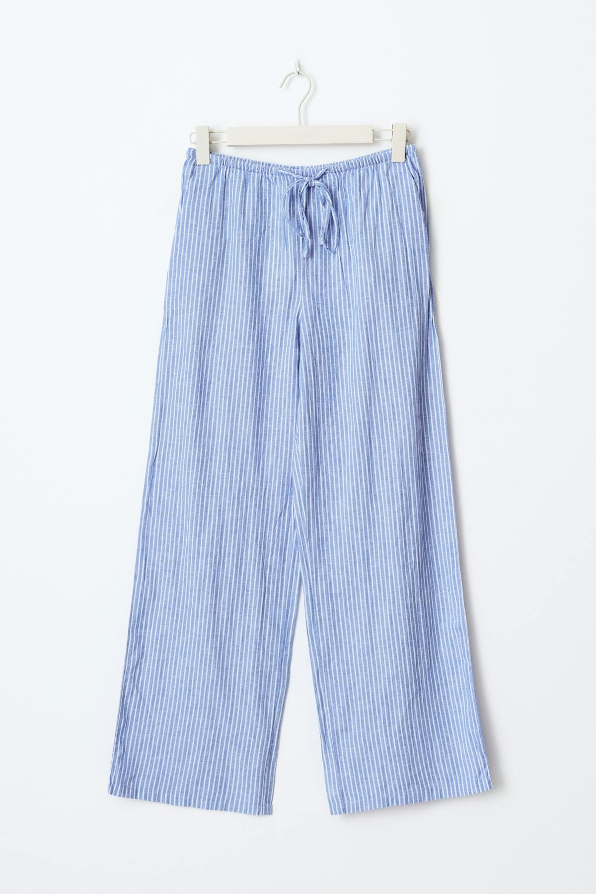 tall linen blend trousers - Blanc