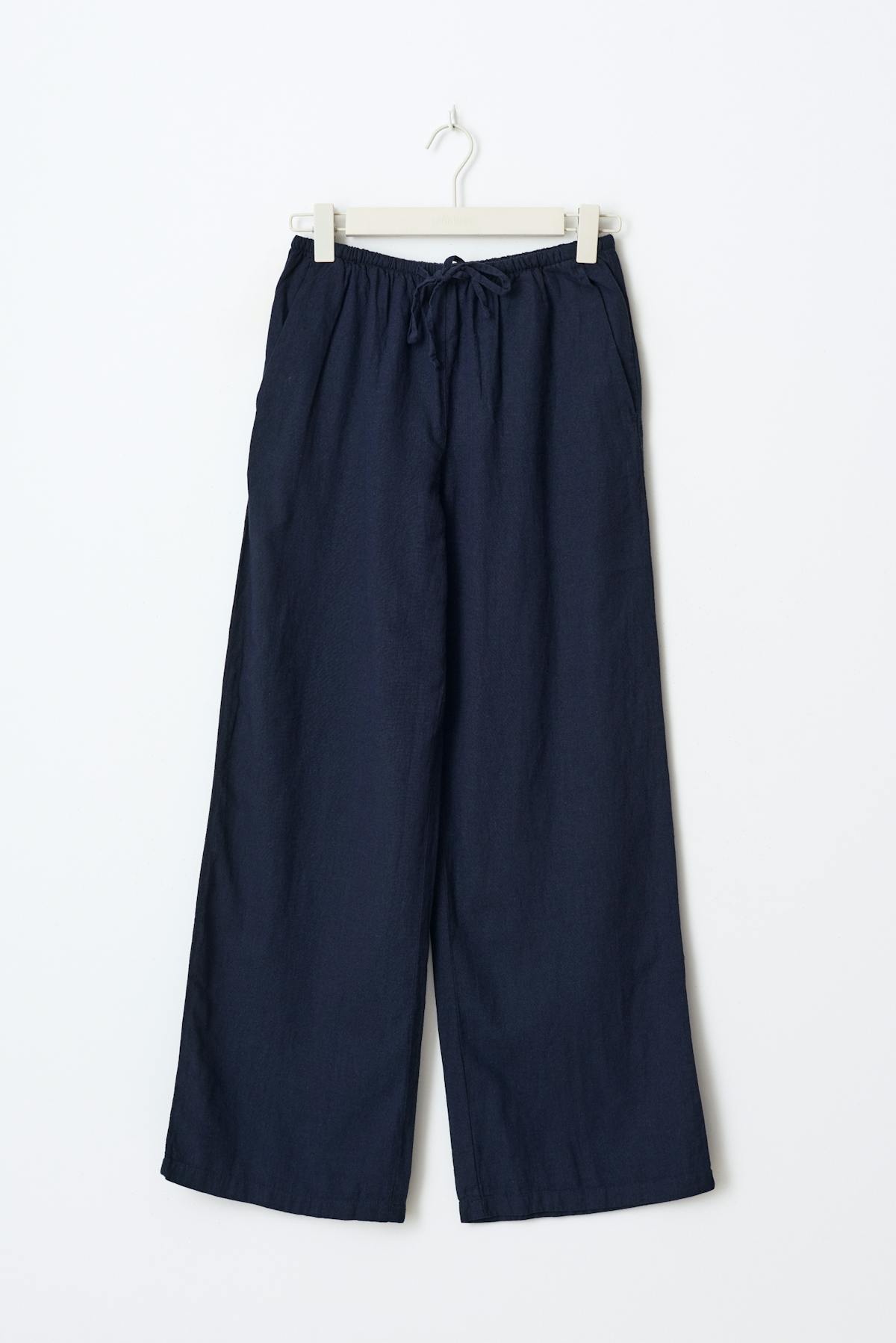 tall linen blend trousers - Blanc