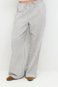 tall linen blend trousers - Blanc