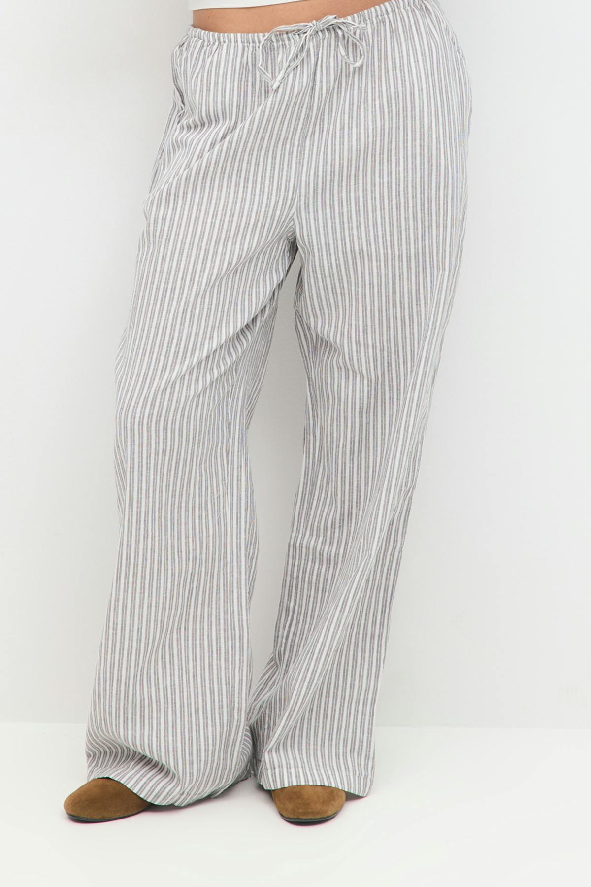 tall linen blend trousers - Blanc