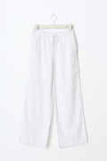 petite linen blend trousers - Blanc