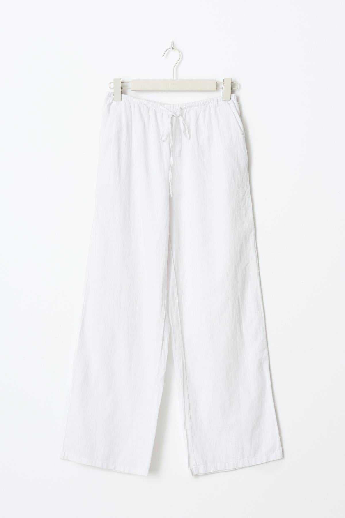 petite linen blend trousers - Blanc