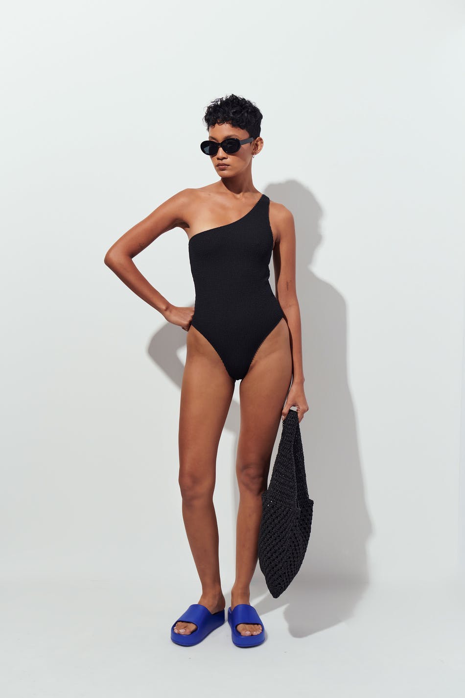 One shoulder swimsuit - Noir