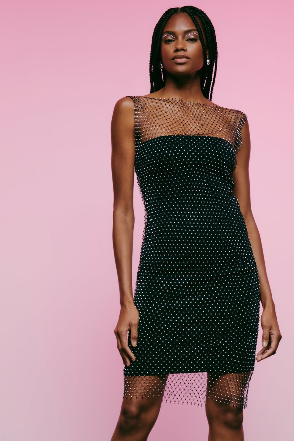 Rhinestone midi dress - Noir