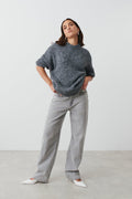 Chunky knitted sweater - Dk grey melange
