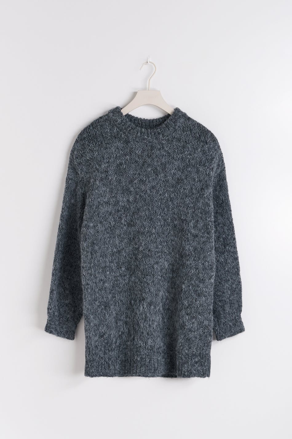 Chunky knitted sweater - Dk grey melange