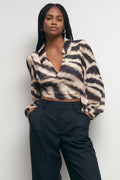 Sara mesh top - Black/aop