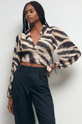 Sara mesh top - Black/aop
