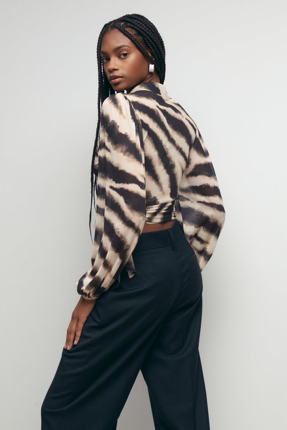 Sara mesh top - Black/aop