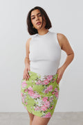 Linen blend skirt - Pink climbing