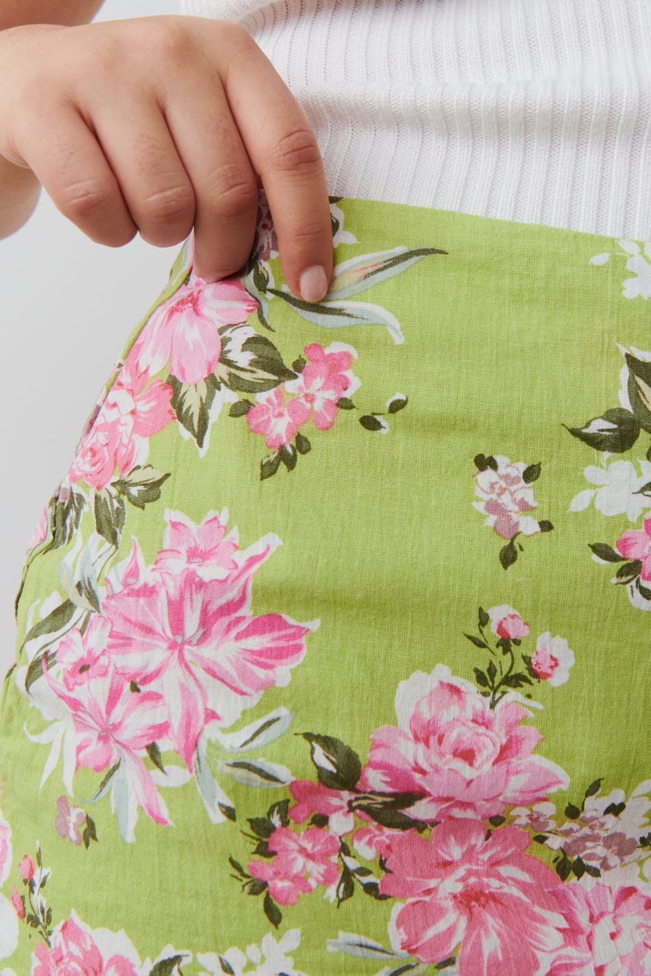 Linen blend skirt - Pink climbing