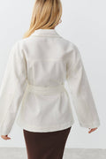 Belted shirt jacket - Blanc cassé