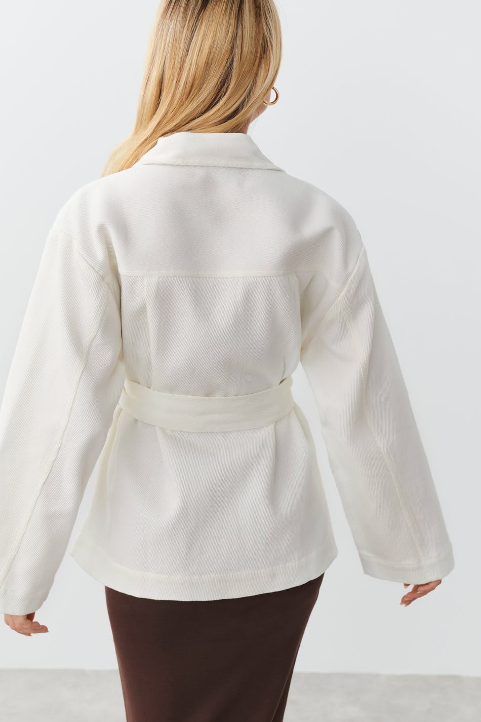 Belted shirt jacket - Blanc cassé