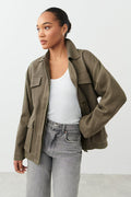 Belted shirt jacket - Blanc cassé