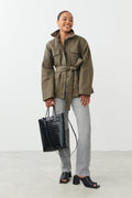 Belted shirt jacket - Blanc cassé