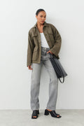 Belted shirt jacket - Kaki