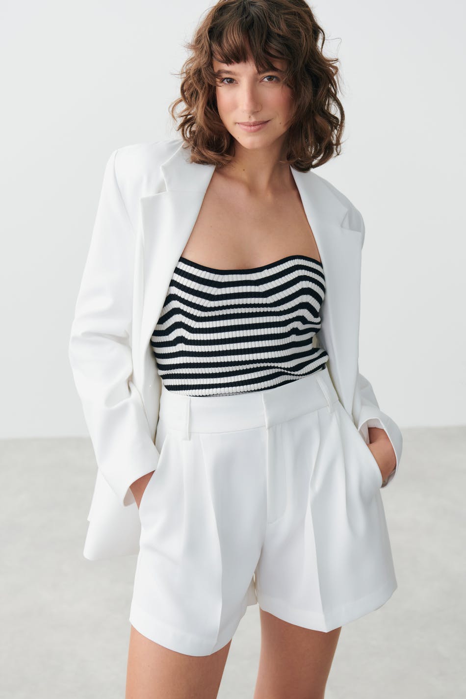 Highwaist tailored shorts - Blanc