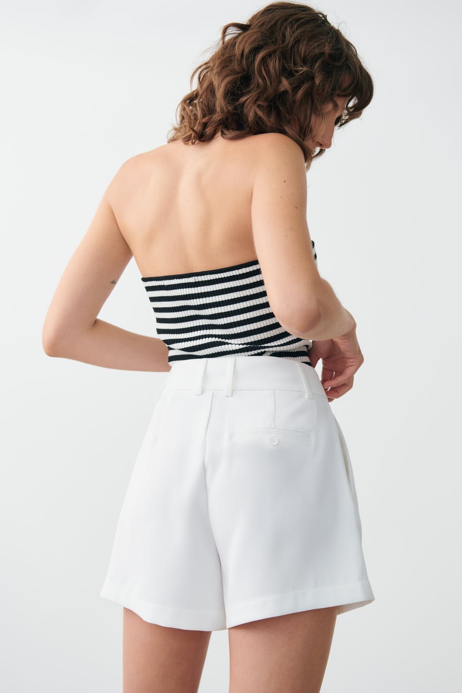 Highwaist tailored shorts - Blanc