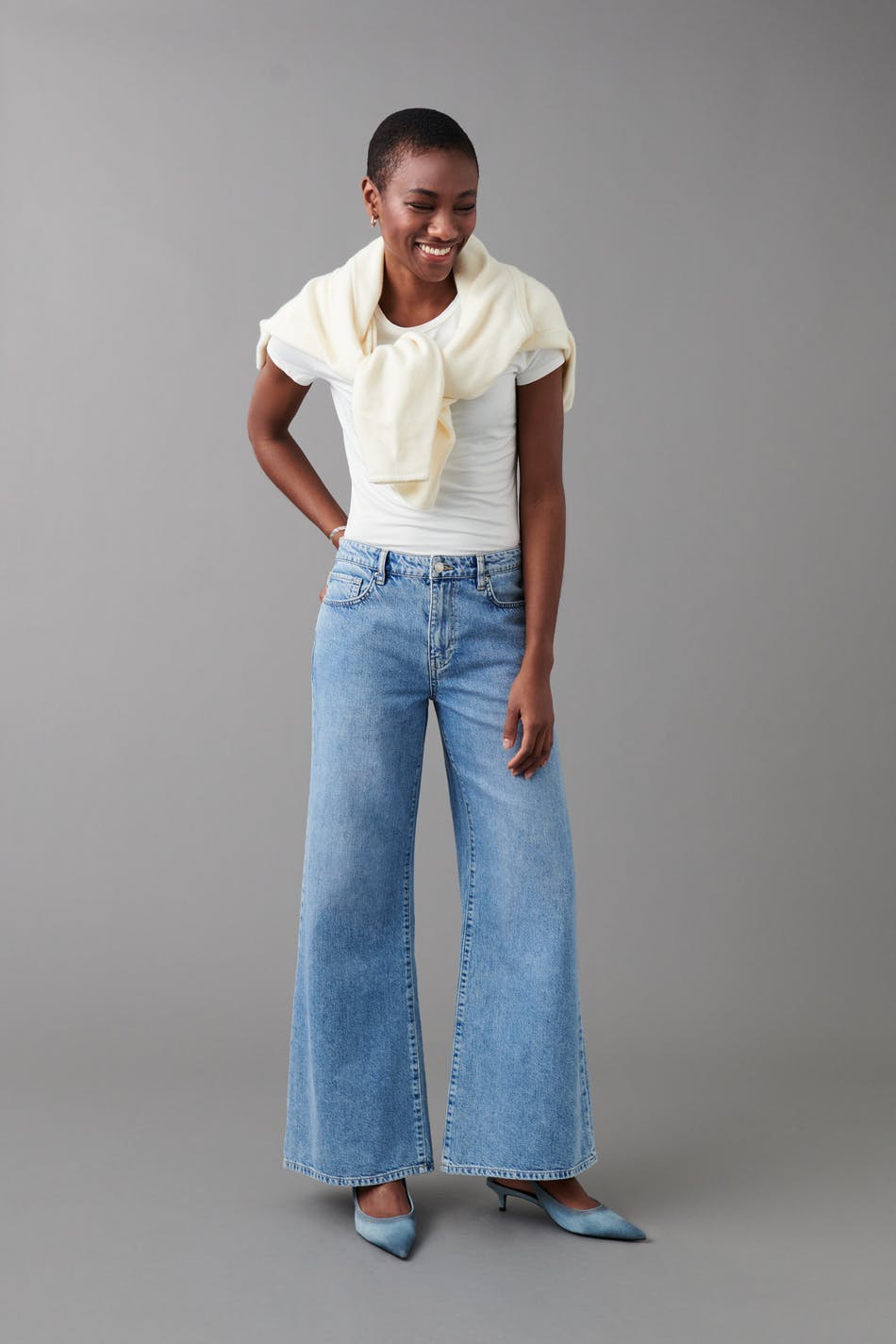 super wide jeans - Mid blue