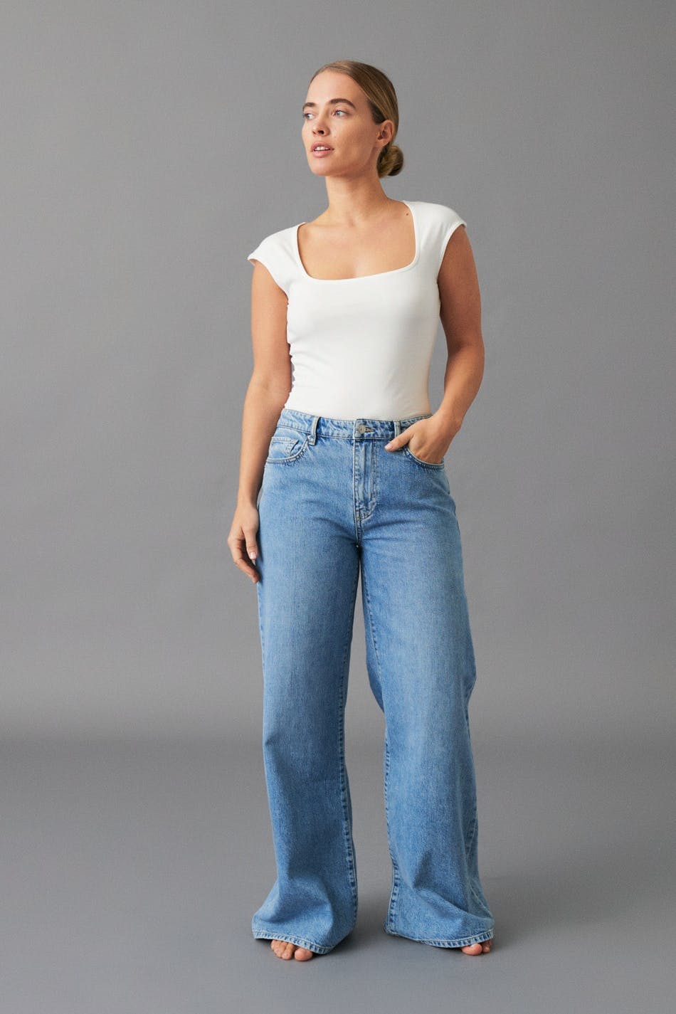 super wide jeans - Mid blue