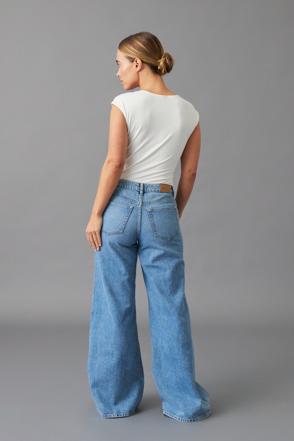 super wide jeans - Mid blue