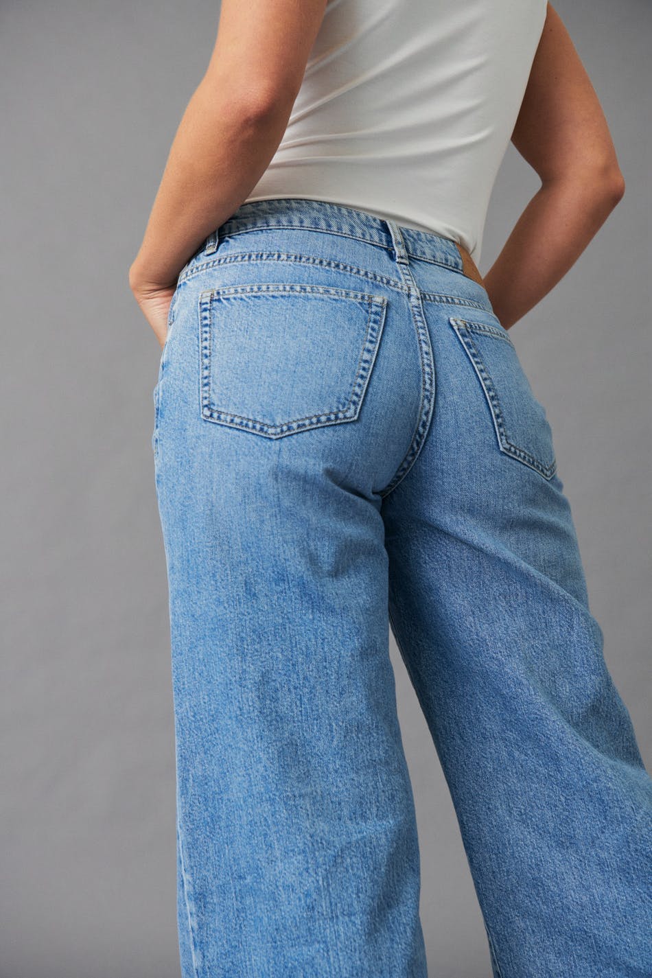 super wide jeans - Mid blue