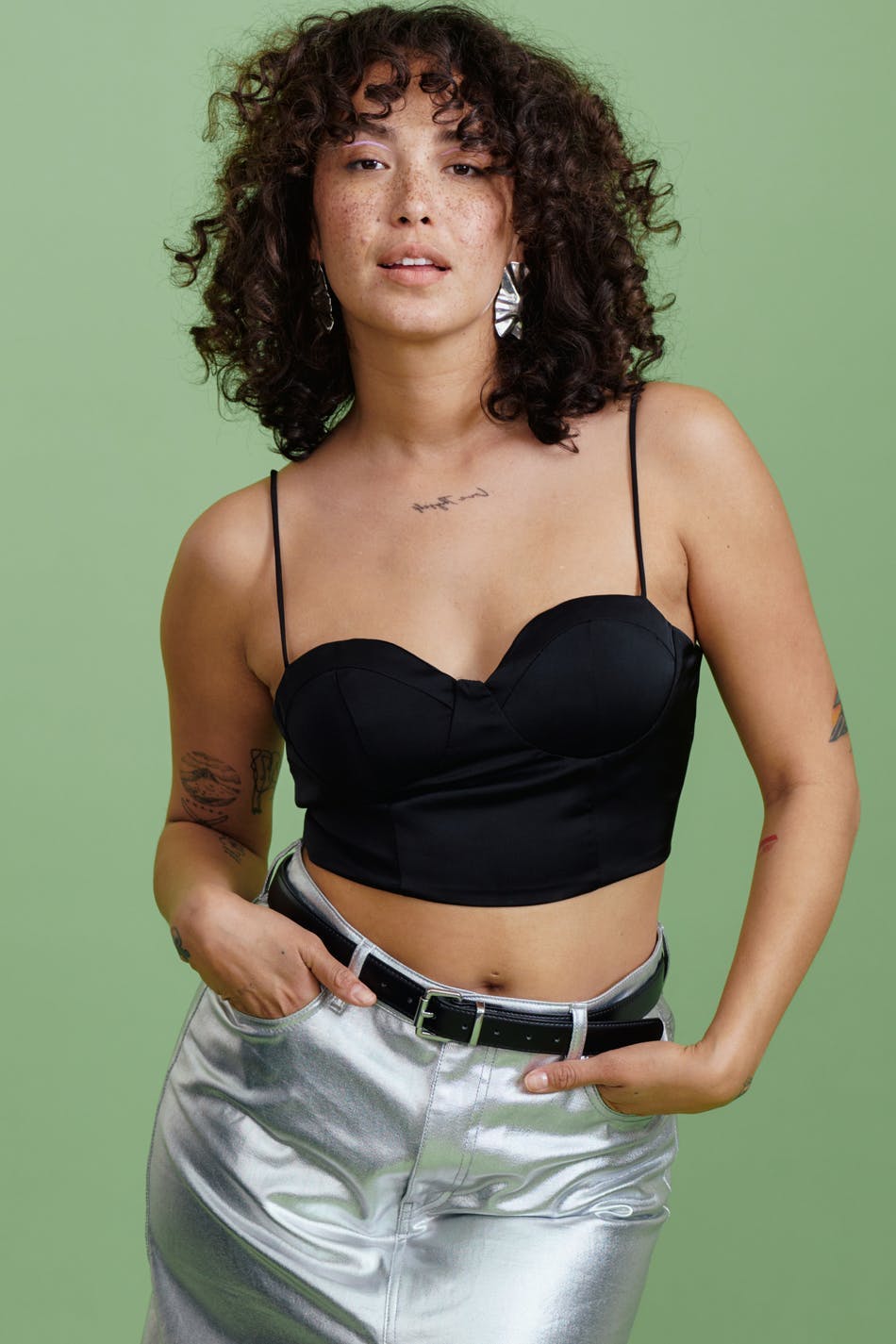 Satin bustier top - Noir