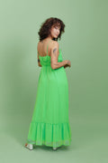 Frill chiffon maxi dress - Poison green