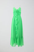 Frill chiffon maxi dress - Poison green