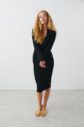 Collar knitted dress - Noir