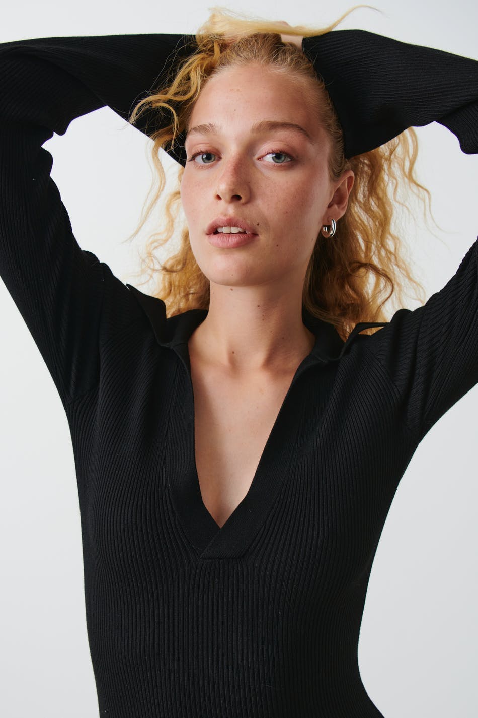 Collar knitted dress - Noir