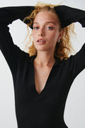 Collar knitted dress - Noir
