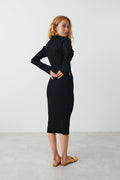 Collar knitted dress - Noir