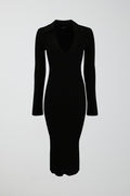 Collar knitted dress - Noir