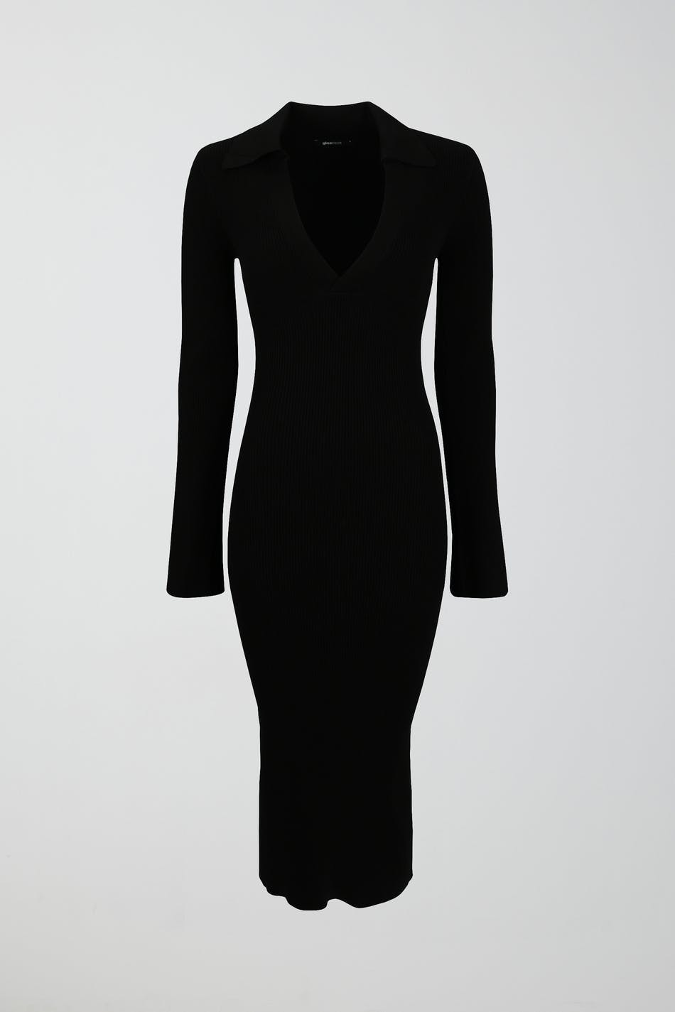 Collar knitted dress - Noir